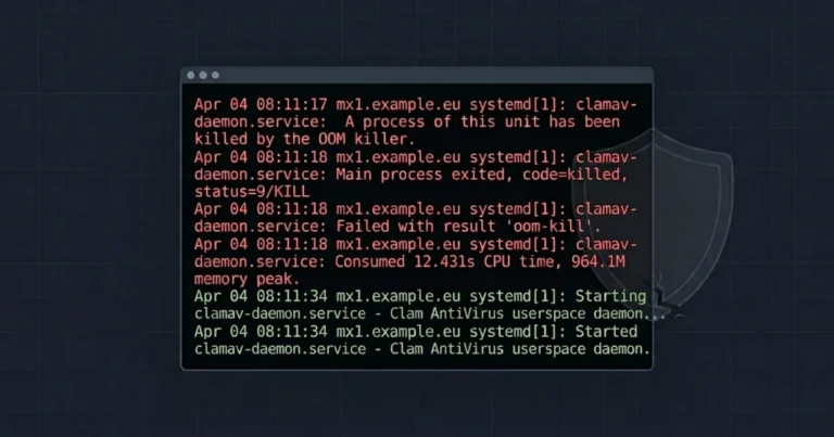 Roundcube SMTP Error: ClamAV OOM Debug